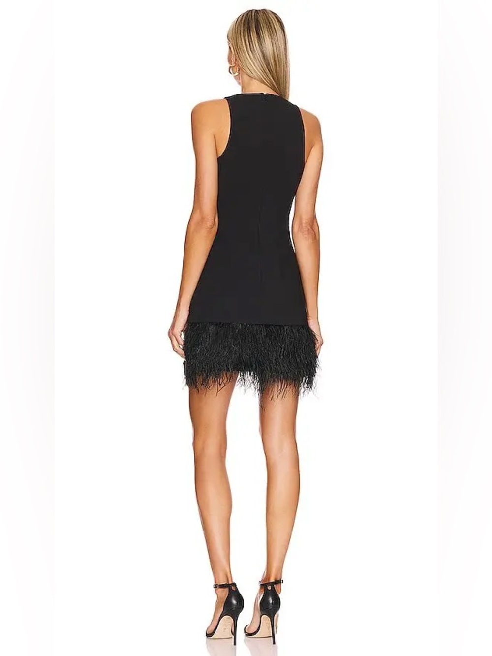 LIKELY Cami Dress Black Feather Hem Mini Cocktails Size 2 - Picture 3 of 9